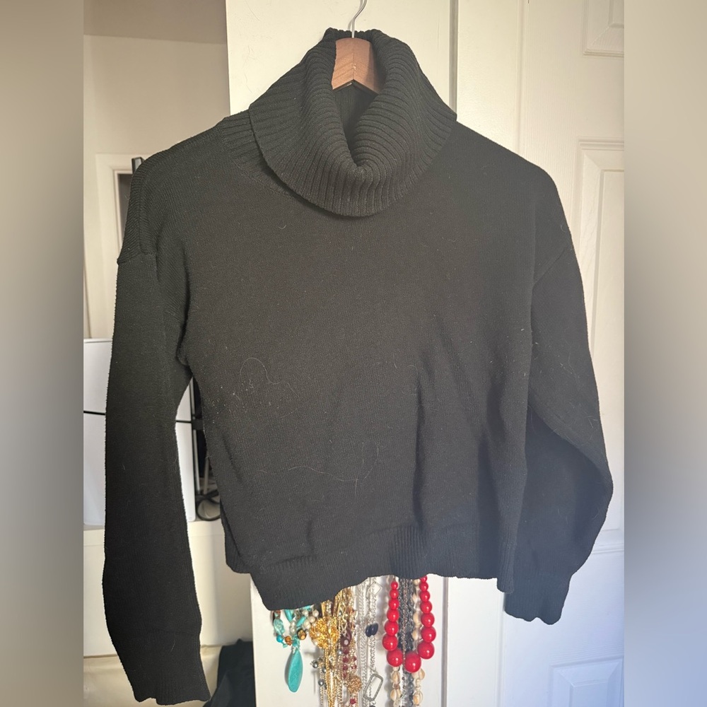 Black knit large oversized turtleneck sweater